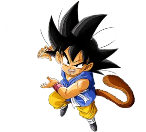 Kid Goku Action Pose PNG Image