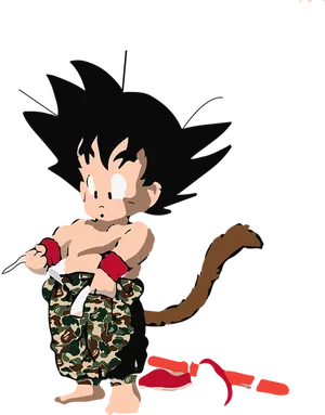 Kid Goku Camouflage Shorts Tail PNG Image