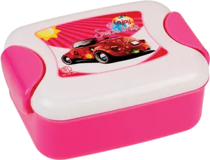 Kids Car Design Pink Tiffin Box PNG Image