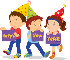 Kids Celebrating New Year Illustration PNG Image