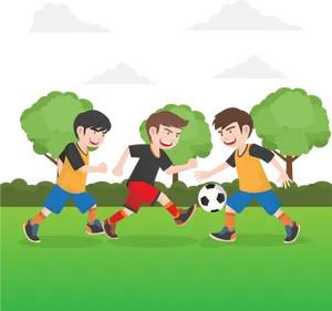 Kids Playing Football Clipart PNG Image