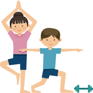 Kids Practicing Yoga Together PNG Image