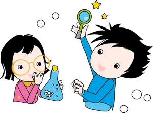 Kids Science Experiment Cartoon PNG Image