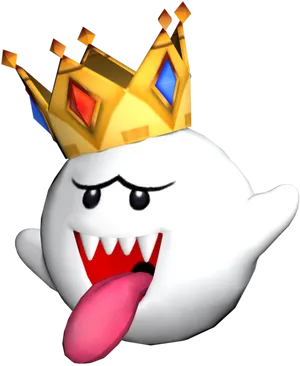 King Boo Crowned Ghost PNG Image