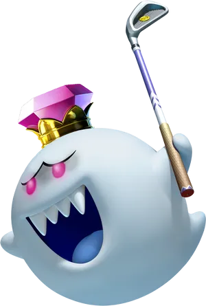 King Boo With Golf Club PNG Image