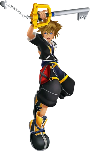 Kingdom Hearts Sora Keyblade Pose PNG Image