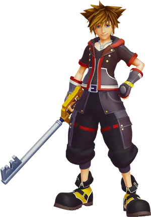 Kingdom Hearts Sorawith Keyblade PNG Image