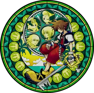 Kingdom Hearts Stained Glass Art PNG Image