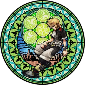 Kingdom Hearts Stained Glass Roxas PNG Image