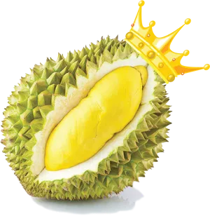 Kingof Fruits Durian Crowned PNG Image