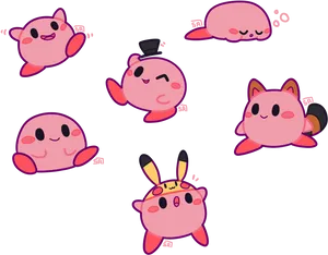 Kirby_and_ Friends_ Cute_ Illustrations PNG Image