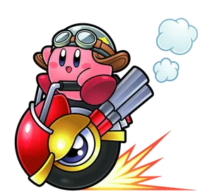 Kirby Riding Motorcycle PNG Image