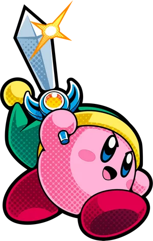 Kirby_with_ Sword_ Illustration PNG Image