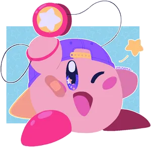 Kirby_with_ Yo Yo_ Cap_ Artwork PNG Image