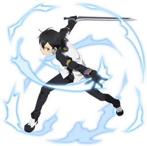 Kirito Sword Art Online Action Pose PNG Image