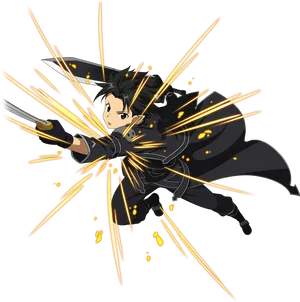 Kirito Sword Art Online Action Pose PNG Image