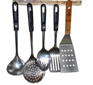 Kitchen Utensils Hangingon Rack PNG Image