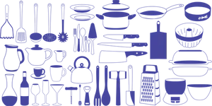 Kitchen Utensilsand Cookware Vector Illustration PNG Image