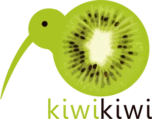 Kiwi Bird Fruit Playful Illustration PNG Image