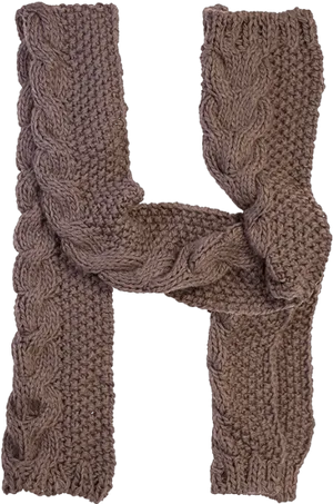 Knitted Brown Cable Scarf PNG Image