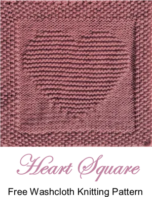 Knitted Heart Washcloth Pattern PNG Image