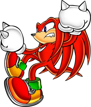 Knuckles The Echidna Action Pose PNG Image