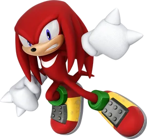 Knuckles The Echidna Action Pose PNG Image