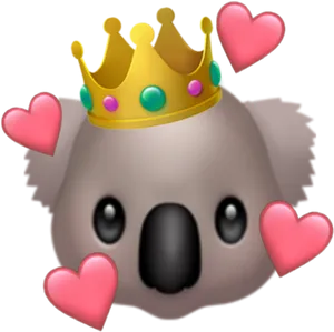 Koala Crown Hearts Emoji PNG Image