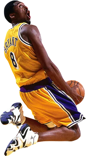 Kobe Bryant Dynamic Basketball Action PNG Image