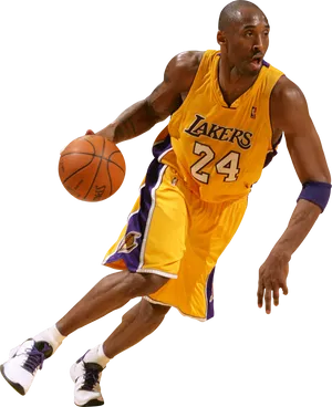 Kobe Bryant Lakers Action Shot PNG Image