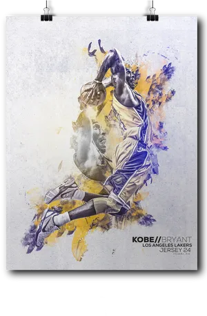 Kobe Bryant Lakers Artistic Poster PNG Image