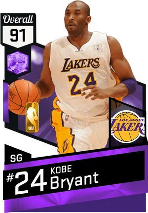 Kobe Bryant Lakers24 Card Design PNG Image