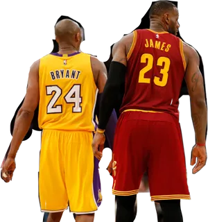 Kobe Bryantand Le Bron James Backto Back PNG Image