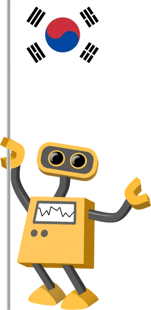 Korean Flagand Cartoon Robot PNG Image