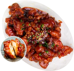 Korean Spicy Chicken Dish PNG Image