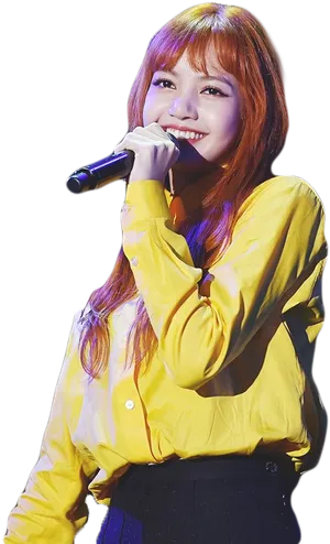 Kpop Star Performance Yellow Blouse PNG Image