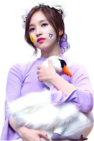 Kpop Star With Stuffed Swan PNG Image