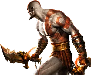 Kratos Godof War Fierce Stance PNG Image