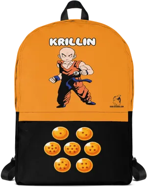 Krillin Character Backpackwith Dragon Balls PNG Image