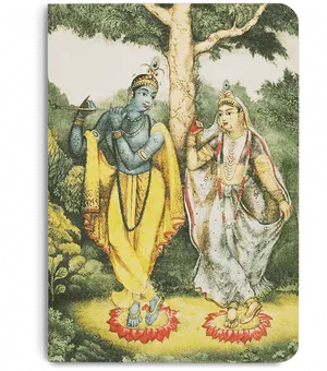 Krishna Radha Under Tree Art PNG Image