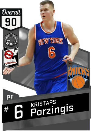 Kristaps_ Porzingis_ New_ York_ Knicks_ Basketball_ Card PNG Image