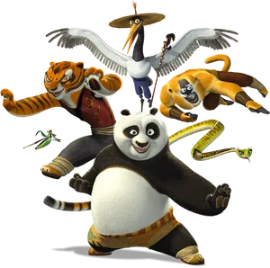 Kung Fu Panda Characters Action Pose PNG Image