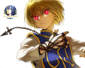 Kurapika Red Eyes Chain User Hunterx Hunter PNG Image