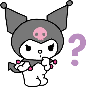 Kuromi Questioning Pose PNG Image