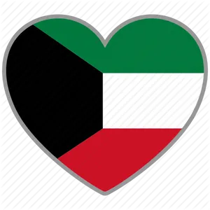 Kuwait Flag Heart Shaped Graphic PNG Image