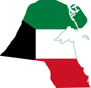 Kuwait Map Outlinedwith Flag Colors PNG Image