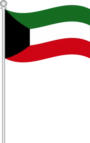 Kuwait National Flag Waving PNG Image