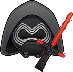 Kylo Ren Helmetand Lightsaber Illustration PNG Image