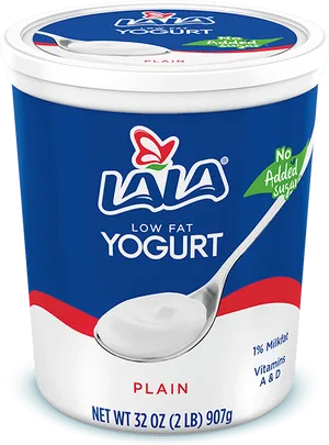 L A L A Low Fat Plain Yogurt Container PNG Image