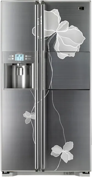 L G Floral Design Refrigerator PNG Image